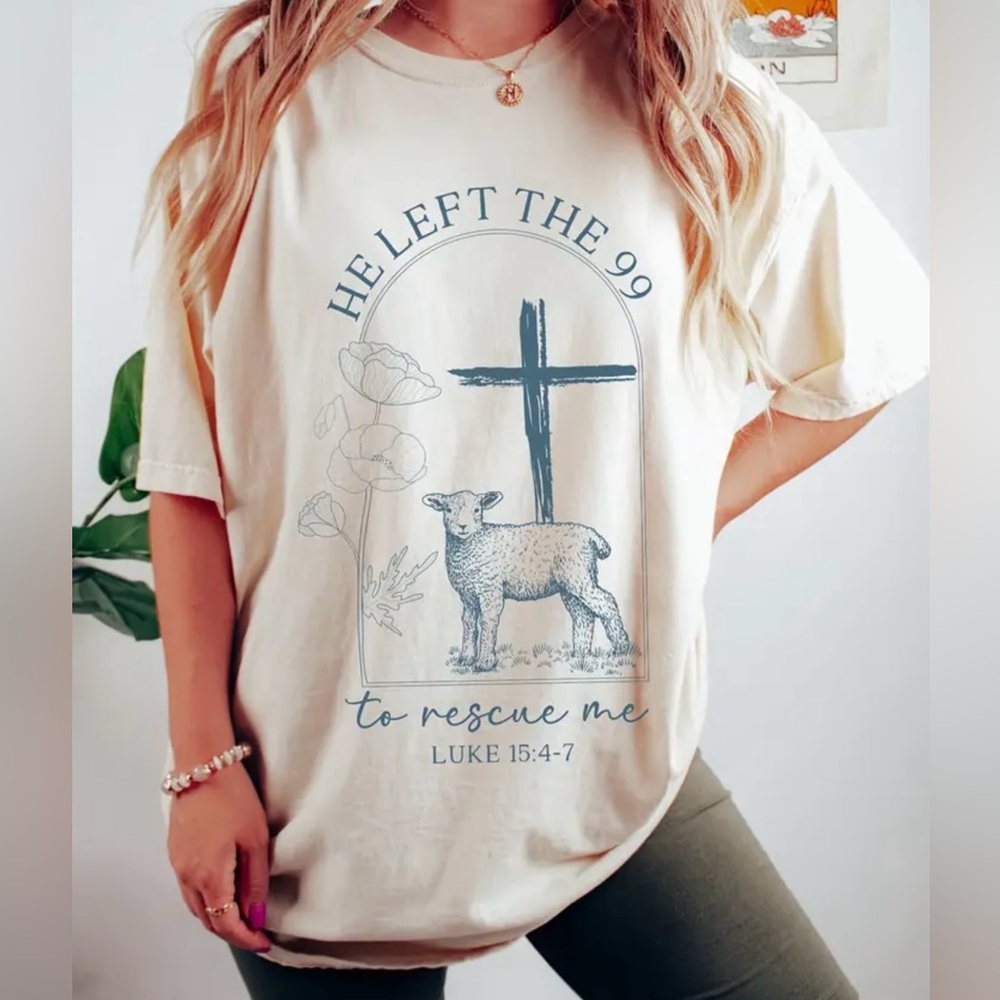 Cream Graphic T-Shirt with Religious Print
